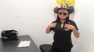 The hot office worker slips in an anal plug to tease her horny buttocks at work