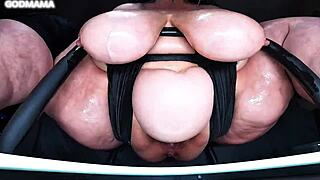 godmama douses you with huge oiled tits and wet pussy