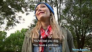 public agent lost dog leads to hot outdoors sex