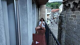 Risky Public Balcony Play with My Stepsister’s Curves