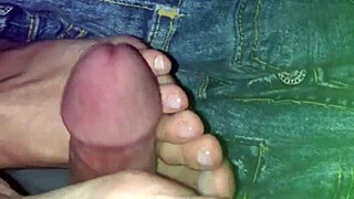 Amateur wife gives a foot massage in her home