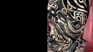 French amateur in black white pink satin panties uses toys for deepthroat and ass to mouth