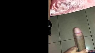 French amateur in black white pink satin panties uses toys for deepthroat and ass to mouth