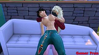 Hinata and her friends cap 4: Madara plays with Videl in a bet to strip, leading to unexpected cum all over her.