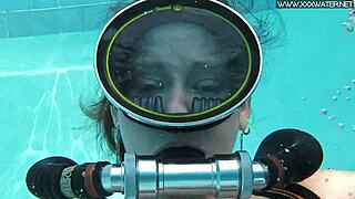 teen european amateur gives hot blowjob by the pool, wet and hairless