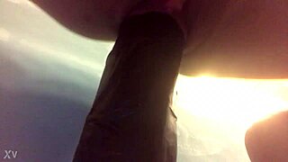 Young wife enjoys large toy play