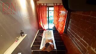 Voyeur Housewife Soaps Up and Shaves Pussy in Steamy Shower Scene