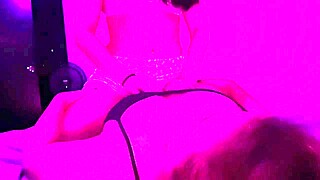 Big tongue sucking with lesbian kisses before going to bed