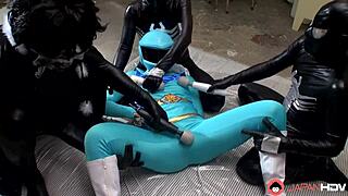 uhh, this japanese girl in blue uniform gets wild with toys in group sex, no censor!