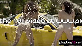 Misty Stone and Nude Teens Wash Car in Snow