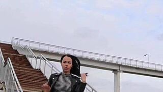 Brunette Dominates In Tight Leather Leggings And High Heels