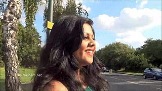Indian BBW Kiki flashes in public, indulging in risky outdoor masturbation for thrills.