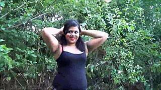 Indian BBW Kiki flashes in public, indulging in risky outdoor masturbation for thrills.