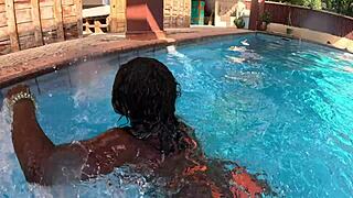 fun at the pool, flower gets her pussy eaten