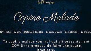 Sick girlfriend gives French JOI instructions