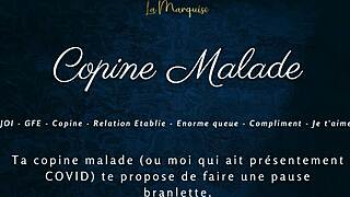 Sick girlfriend gives French JOI instructions