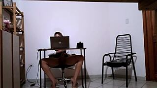 Secretary masturbates alone and then has sex with a client at the law reception