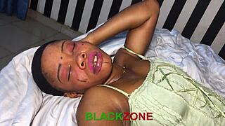 Ebony babe rides fat pussy in bedroom passion