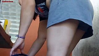 maid grabs husband cock muff diving