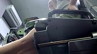 Young Amateur Squirts Extensively While Fucking in Gym with Big Tits Exposed.