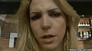 foxy blonde shemale stroking her schlong so hard 😈