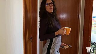 Even though she works she loves a good fuck. The fat latina brunette with small tits gets pounded doggystyle until orgasm.