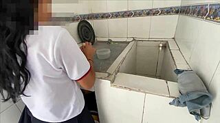 Perverted padrastro catches petite 18+ hijastra washing undies, slams her hard ‘til she’s cum covered!