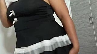 Colombian blonde gives sloppy blowjob to black dildo with gaping and cumshot