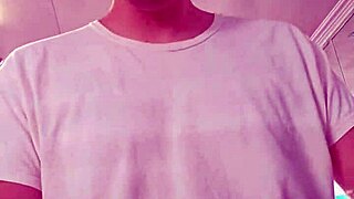 Asian Woman Enjoys Workout in Public Gym Selfie