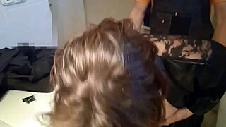 Mature housewife fucked by repairman while husband sleeps, then husband joins the fucking