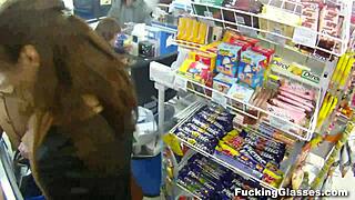 Glasses-Wearing Teen Rina Fucks On Stairway