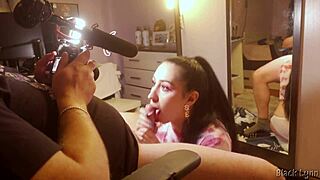 Wow! Black Lynn Gives Huge Blowjob And Mouthful Of Cum!