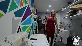 British chubby blonde slut gives blowjob in shoplifting roleplay promo