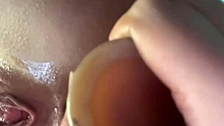 I-I double penetrate with huge dildo close-up