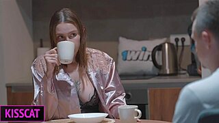 Step Son Touches Step Mom's Tits in Shared Bed, Then She Fucks Him Cowgirl