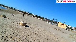 Extrem shocks while anal and pussy fuck on the beach