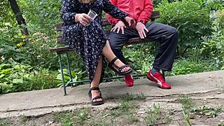 curvy mother in law flashing big tits and getting cum outdoors