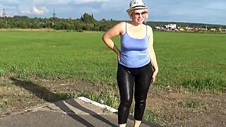 Big ass in leather leggings solo show