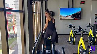 latina babe teases at gym then gets creampied hard 😏