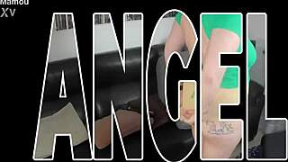 mamou with angel in striptease showing her huge tits