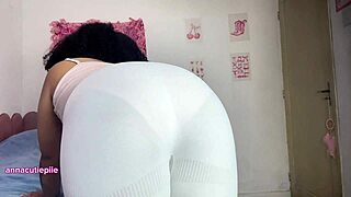 curvy girl farting in tight white shorts