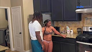 Big Booty Stepmom Home Alone with Stepson on New Years Gets His Big Cock Inside Until Filled