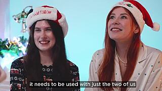 Santa fucks two horny girls. 'Wish granted with my huge cock!'