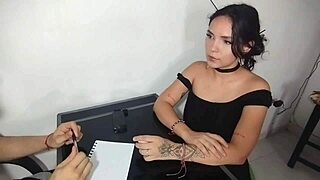 Latina step-sister asks for homework help but gets fucked missionary with cum in mouth