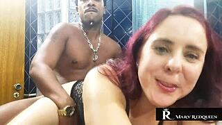 Redhead Latina Catches Black Guy Cumming in Pussy
