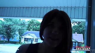 skinny brunette coed emma uses her soft feet to milk a cock in pov.