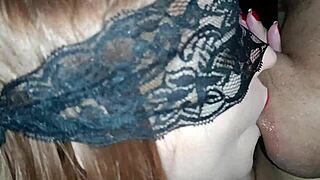 Closeup of sucking and swallowing cum.