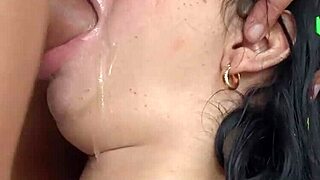 big lips hottie roughly face fucked against the wall for facial cumshot reward