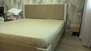 Hidden Camera Captures Mature Housewife with Curvy Figure Changing Bed Sheets and Touching Herself Discreetly