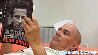 smalltitted teen rides senior's cock!